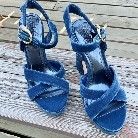 Vince Camuto Iza Velvet Dress Sandals Platform Magenta Strappy Size 6.5 - Picture 6 of 6